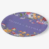 Watercolor Wildflowers Purple Wedding ペーパープレート (アングル)