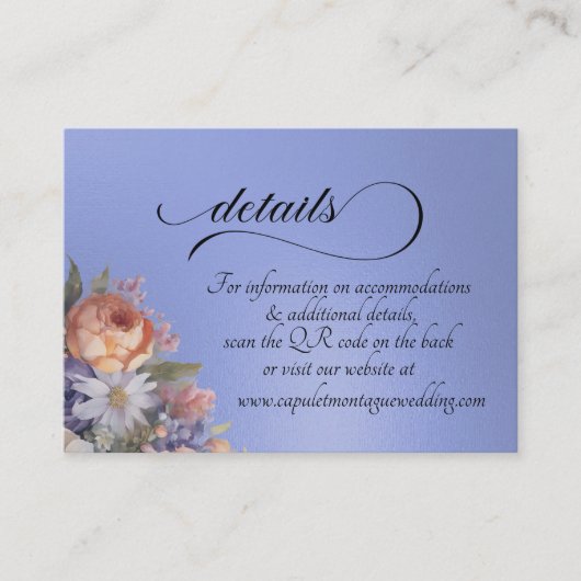 Watercolor Wildflowers, QR Code - Blue エンクロージャーカード (正面)