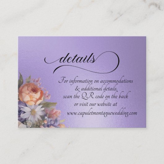 Watercolor Wildflowers, QR Code - Blue Lilac エンクロージャーカード (正面)