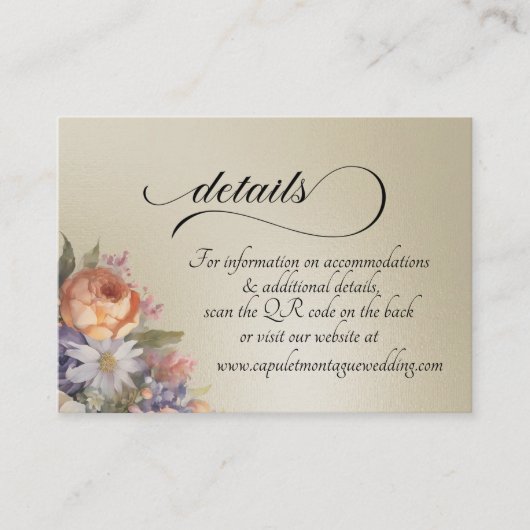 Watercolor Wildflowers, QR Code - Wheat エンクロージャーカード (正面)