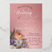 Watercolor Wildflowers - Rose-Gold 箔招待状 (正面)
