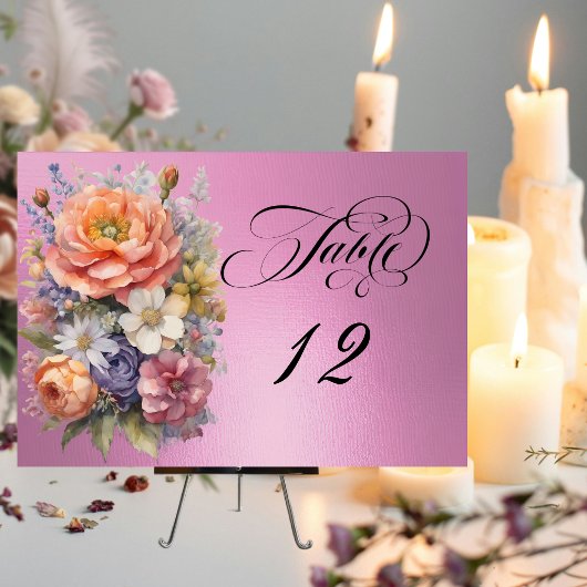 Watercolor Wildflowers - Rose Pink テーブルナンバー
