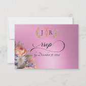 Watercolor Wildflowers - Rose Pink 出欠カード (正面)