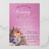 Watercolor Wildflowers - Rose Pink 箔招待状 (正面)