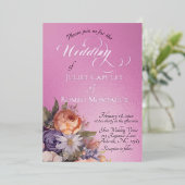 Watercolor Wildflowers - Rose Pink 箔招待状 (立ち正面)