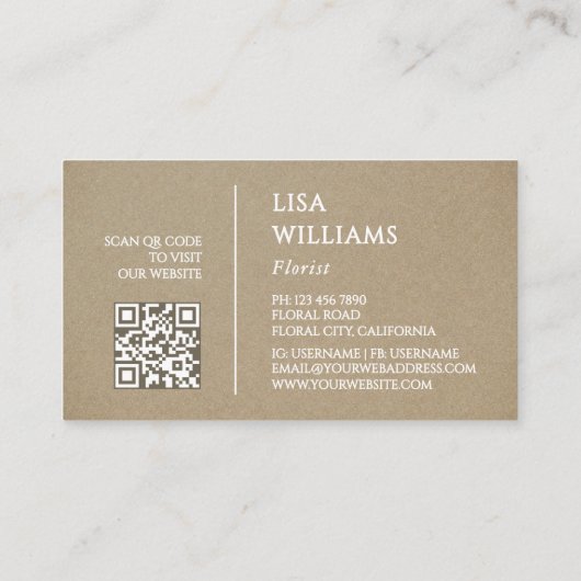 Watercolor Wildflowers Rusty 名刺 (裏面)