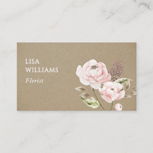 Watercolor Wildflowers Rusty 名刺 (正面)