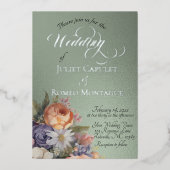 Watercolor Wildflowers - Sage 箔招待状 (正面)