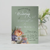 Watercolor Wildflowers - Sage 箔招待状 (立ち正面)