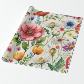 Watercolor Wildflowers Seamless Decoupage Paper ラッピングペーパー (アンロールド)
