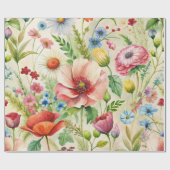 Watercolor Wildflowers Seamless Decoupage Paper ラッピングペーパー (フラット)