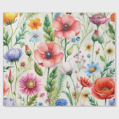 Watercolor Wildflowers Seamless Decoupage Paper ラッピングペーパー (フラット)