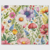Watercolor Wildflowers Seamless Decoupage Paper ラッピングペーパー (フラット)