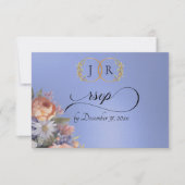 Watercolor Wildflowers - Sky Blue 出欠カード (正面)