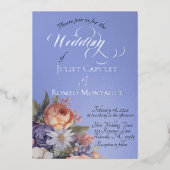 Watercolor Wildflowers - Sky Blue 箔招待状 (正面)