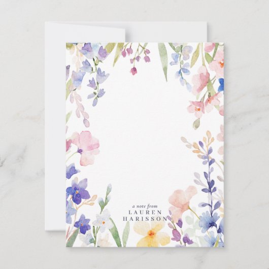 Watercolor Wildflowers Stationery Note Card 招待状 (正面)