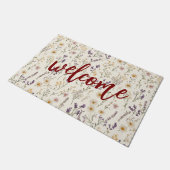 Watercolor Wildflowers Welcome ドアマット (アングル)