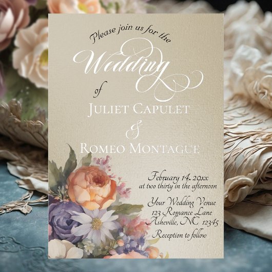 Watercolor Wildflowers - Wheat 箔招待状