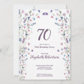 Watercolor Wildflowers Women's 70th Birthday  招待状 (正面)