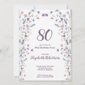 Watercolor Wildflowers Women's 80th Birthday  招待状 (正面)