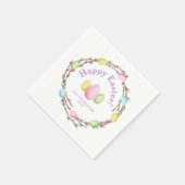 Watercolor Willow Wreath Pastel Happy Easter スタンダードカクテルナプキン (角)