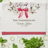 Watercolor Window & Berry Christmas キッチンタオル (折り畳み)