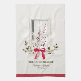 Watercolor Window & Berry Personalized キッチンタオル