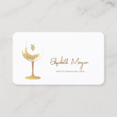 Watercolor Wine Stain Gold Wine Glass  名刺 (正面)