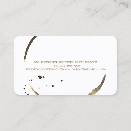 Watercolor Wine Stain Gold Wine Glass  名刺 (裏面)