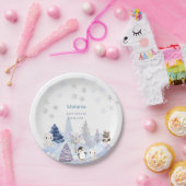   Watercolor Winter Arctic animals  baby shower  ペーパープレート (パーティー)