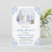 Watercolor Winter Arctic Animals Baby Shower 招待状 (スタンド正面)