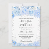 Watercolor Winter Arctic Floral Wedding 招待状 (正面)