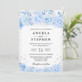 Watercolor Winter Arctic Floral Wedding 招待状 (スタンド正面)