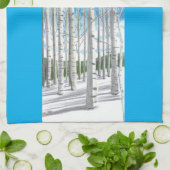 Watercolor Winter Aspen Forest Kitchen Towel キッチンタオル (折り畳み)
