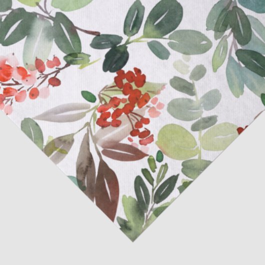 Watercolor Winter Berries & Greenery Christmas 薄葉紙 (詳細)