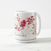 Watercolor Winter Berry Personalized コーヒーマグカップ (正面右)