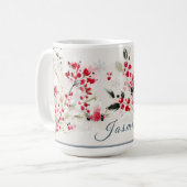 Watercolor Winter Berry Personalized コーヒーマグカップ (正面左)