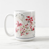Watercolor Winter Berry Personalized コーヒーマグカップ (左)