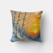 Watercolor Winter Birch Trees  クッション (正面)