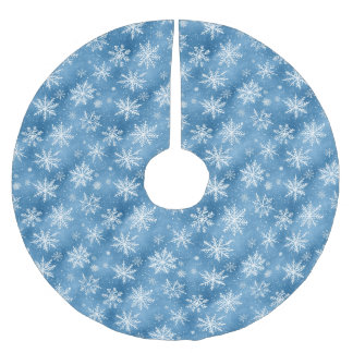 Watercolor Winter Blue Snowflake ブラッシュドポリエステルツリースカート