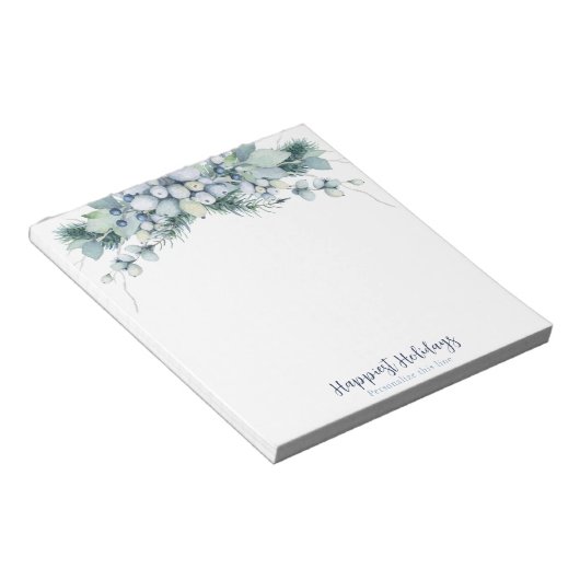 Watercolor Winter Boho Floral Personalized ノートパッド (アングル)