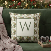 Watercolor Winter Botanical Pattern クッション