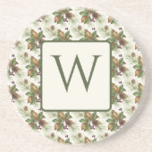 Watercolor Winter Botanical Pattern コースター (正面)