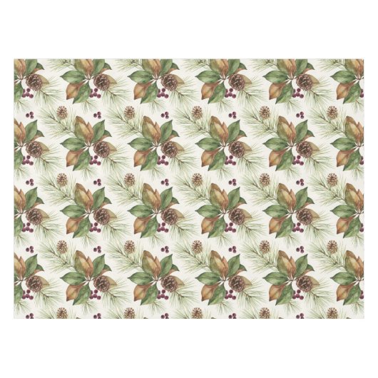 Watercolor Winter Botanical Pattern テーブルクロス (正面(横))