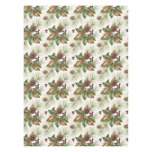 Watercolor Winter Botanical Pattern テーブルクロス (正面)