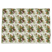 Watercolor Winter Botanical Pattern ラージペーパーバッグ (正面)