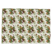 Watercolor Winter Botanical Pattern ラージペーパーバッグ (裏面)