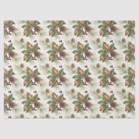 Watercolor Winter Botanical Pattern 薄葉紙 (正面)