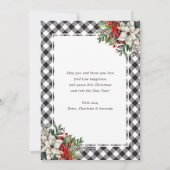 Watercolor Winter Botanicals Black Plaid Christmas シーズンカード (裏面)
