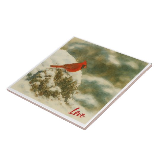 Watercolor Winter Cardinal タイル (側面)